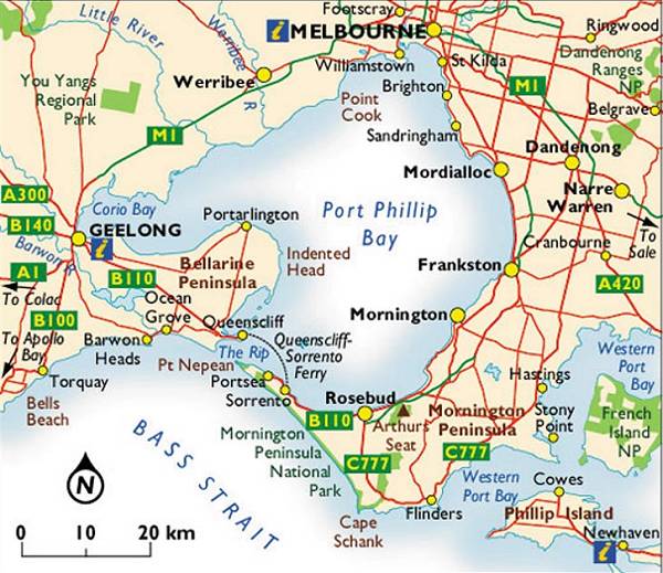 Map of Melbourne's Bays and Peninsula